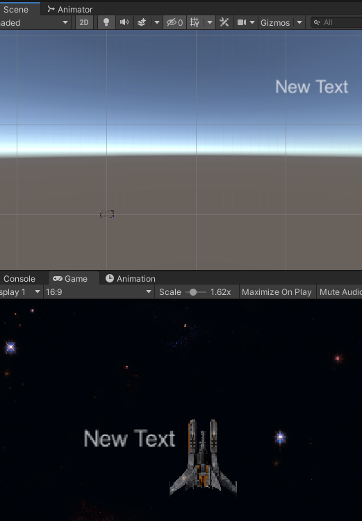 Scene and Game view before anchoring UI